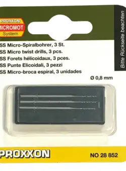 Set burghie HSS pentru metal, plastic si lemn Proxxon 28852, O0.8 mm, 3 bucati