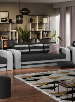 Set Canapea si Fotolii Camila Gri Antracit / Gri Deschis