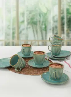 Set cești de cafea, Mare verde, 40x18x21 cm