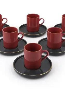 Set cești de cafea, Roșu, 30x10x20 cm