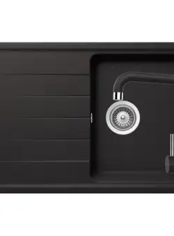 Set chiuveta bucatarie Schock Element D-100S si baterie bucatarie Schock Fonos Cristalite Nero 78 x 50 cm