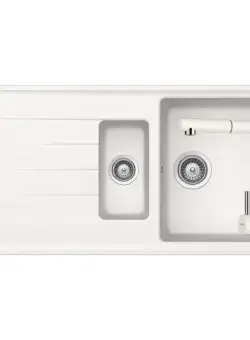 Set chiuveta bucatarie Schock Element D-150 si baterie bucatarie Schock Epos Cristalite Alpina cu dus extractibil 100 x 50 cm