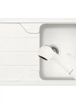 Set chiuveta bucatarie Schock Formhaus D-100S si baterie bucatarie Schock Cosmo Cristalite Alpina cu dus extractibil 78 x 50 cm