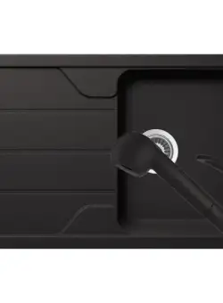 Set chiuveta bucatarie Schock Formhaus D-100S si baterie bucatarie Schock Cosmo Cristalite Nero cu dus extractibil 78 x 50 cm