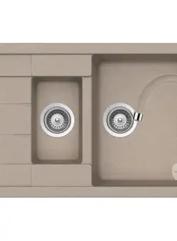Set chiuveta bucatarie Schock Manhattan D-150S si baterie bucatarie Schock Plutos Cristalite Sabbia 78 x 50 cm