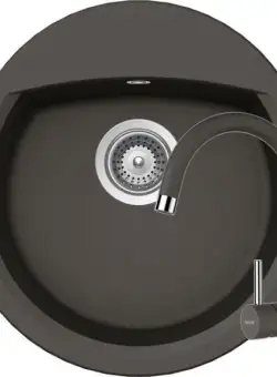 Set chiuveta bucatarie Schock Manhattan R-100 si baterie bucatarie Schock Plutos Cristalite Asphalt 47 x 49 cm