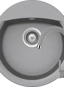 Set chiuveta bucatarie Schock Manhattan R-100 si baterie bucatarie Schock Plutos Cristalite Croma 47 x 49 cm