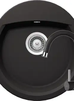 Set chiuveta bucatarie Schock Manhattan R-100 si baterie bucatarie Schock Plutos Cristalite Nero 47 x 49 cm