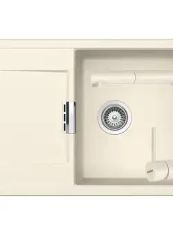 Set chiuveta bucatarie Schock Mono D-100 si baterie bucatarie Schock Laios Cristadur Magnolia cu dus extractibil, 76,5 x 51 cm