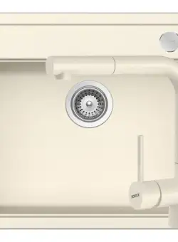 Set chiuveta bucatarie Schock Mono N-100 si baterie bucatarie Schock Laios Cristadur Magnolia cu dus extractibil 57 x 51 cm