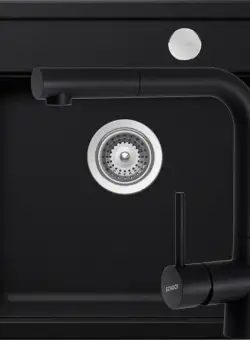 Set chiuveta bucatarie Schock Mono N-100S si baterie bucatarie Schock Laios Cristadur Puro cu dus extractibil 49 x 51 cm