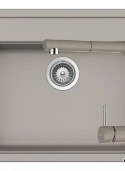 Set chiuveta bucatarie Schock Nemo N-100 si baterie bucatarie Schock Epos Cristalite Concrete cu dus extractibil 57 x 51 cm