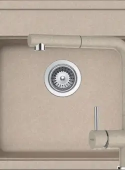 Set chiuveta bucatarie Schock Nemo N-100S si baterie bucatarie Schock Epos Cristalite Sabbia cu dus extractibil 49 x 51 cm