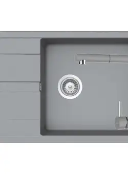 Set chiuveta bucatarie Schock Ronda D-100XL si baterie bucatarie Schock Epos Cristalite Croma cu dus extractibil 78 x 50 cm