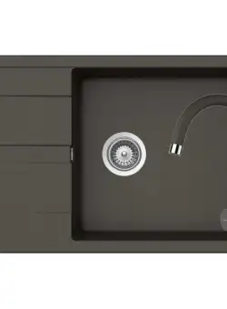 Set chiuveta bucatarie Schock Ronda D-100XL si baterie bucatarie Schock Plutos Cristalite Asphalt 78 x 50 cm