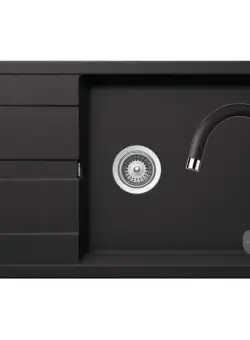 Set chiuveta bucatarie Schock Ronda D-100XL si baterie bucatarie Schock Plutos Cristalite Nero 78 x 50 cm