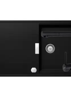 Set chiuveta bucatarie Schock Tia D-100 si baterie bucatarie Schock Laios Cristadur Puro cu dus extractibil 86 x 50 cm