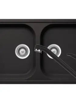 Set chiuveta bucatarie Schock Viola N-200S si baterie bucatarie Schock Cosmo Cristalite Nero 79 x 50 cm