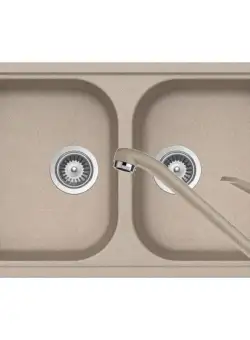 Set chiuveta bucatarie Schock Viola N-200S si baterie bucatarie Schock Cosmo Cristalite Sabbia 79 x 50 cm