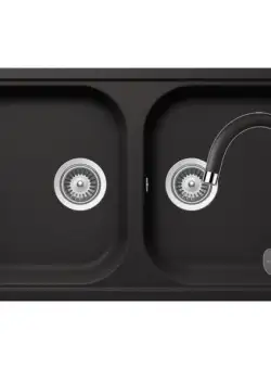 Set chiuveta bucatarie Schock Viola N-200S si baterie bucatarie Schock Plutos Cristalite Nero79 x 50 cm