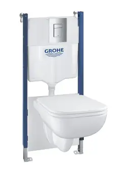 Set complet Grohe Solido Compact 5in1 cu vas wc Start Edge cu capac rezervor incastrat cu cadru si clapeta Even crom