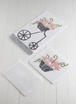 Set Covor de baie (3 bucăți), Bej