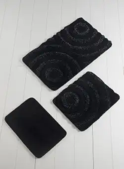 Set Covor de baie (3 bucăți), Negru