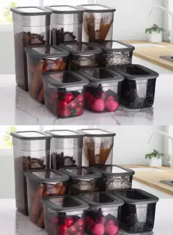 Set cutie de depozitare, Gri, 16.5x27.5x12 cm