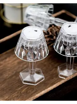 Set de 12 mini lampi de masa cu cristal LED, decor elegant, cu abajur transparent
