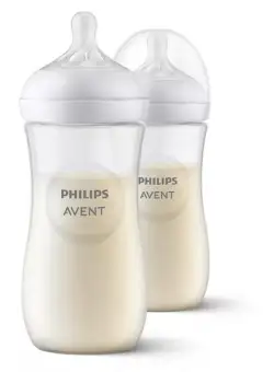 Set de 2 biberoane pentru nou-nascuti Philips Avent Natural Response, SCY906/02, 330 ml, tetina debit 4, 3 luni +