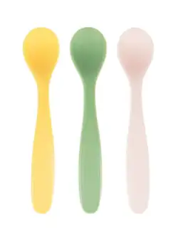 Set de 3 lingurite flexibile pentru bebelusi Badabulle Pastel