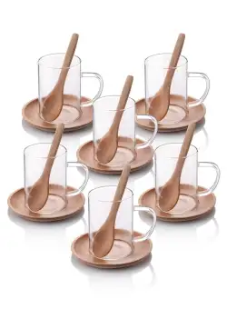 Set de cani de ceai, Alb, 17x14x35 cm