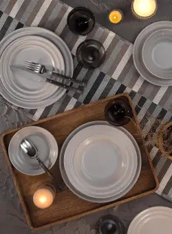 Set de cină PTN24Y2M0008, Bej, 25 cm