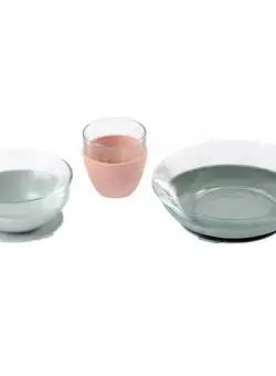 Set de masa 3 piese din sticla DURALEX cu suport antiaderent - Eucalyptus