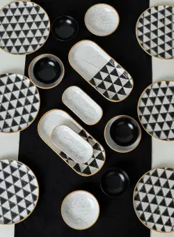 Set de mic dejun, Negru, 22 cm