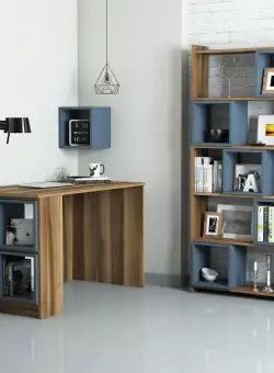 Set De Mobilier De Birou Box, Nuc - Albastru, 3 piese