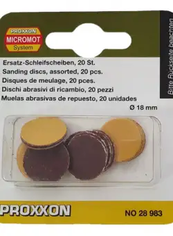 Set discuri de slefuire autoadezive Proxxon 28983, O18 mm, granulatie K120-K150, 20 piese