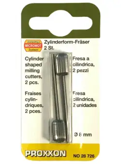 Set freze din otel-wolfram-vanadiu de forma cilindrica rotunjita Micromot Proxxon 28726, O8 mm, 2 bucati