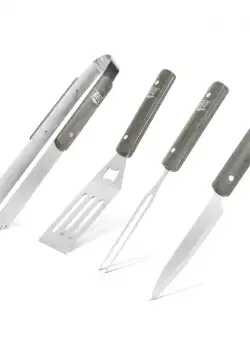 Set gratar - 4 buc - cu maner din lemn - Garden of Eden