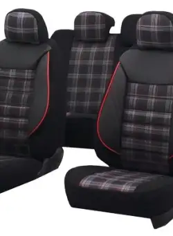 Set huse scaun sport negru-rosu