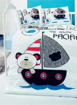 Set lenjerie pentru copii Ranforce, Alb, 150x100 cm