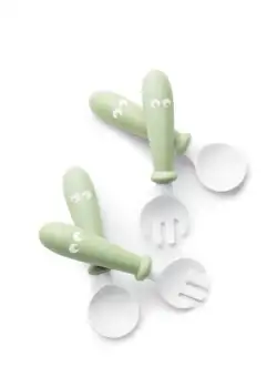Set Lingurite si Furculite pentru bebelusi (4 bucati), BabyBjorn, Powder Green