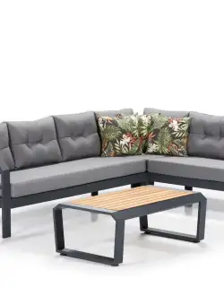 Set lounge de grădină, Gri, 275x77x230 cm