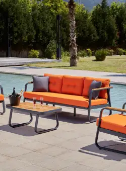 Set lounge de grădină, Portocale, 81x80x185 cm