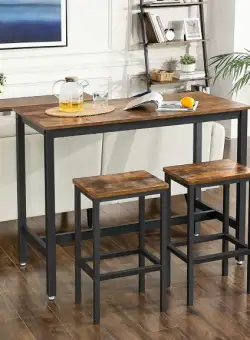 Set Masa Bar Cu 2 Scaune Vintage Maro Rustic