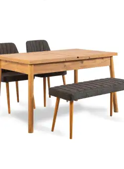 Set Masa Bucatarie și scaune (4 bucăți) Santiago 1053, Stejar, 120x75x75 cm