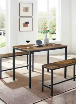 Set Masa Cu 2 Banci Maro Si Negru, 110 Cm