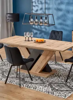 Set masa extensibila Brandon L160-200 cm + 4 scaune K519 velvet negru