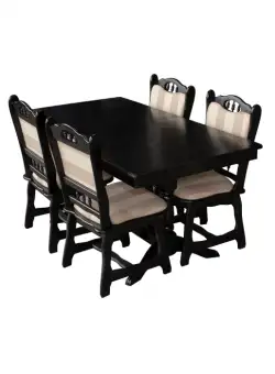 Set masa extensibila cu 4 scaune EUROPA, lemn masiv, dreptunghiulara, wenge, 160 240x90x70 cm