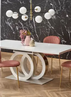 Set masa extensibila Galardo + 4 scaune K499 velvet roz